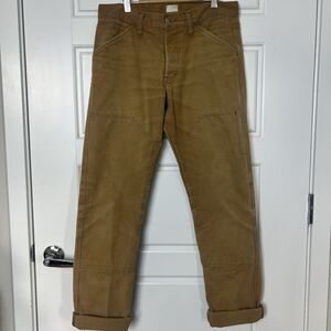 Taylor Stitch Good Acre Cotton Canvas Chore Pants Size 31 Double Knee Brown